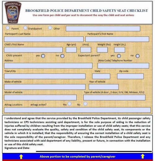 Child Safety Seat Check Form
